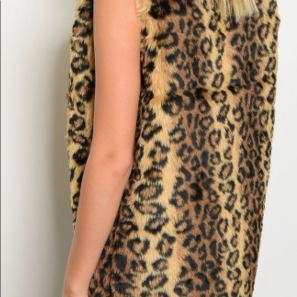 Animal Print & Black Faux Fur Vests - Picture 4 of 7
